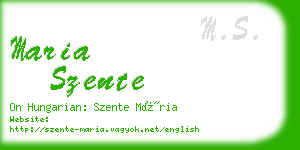 maria szente business card